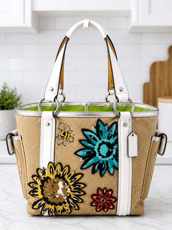 Coach Handbags - Coach Vintage Limited Edition Raffia Bumble Bee Shoulder Tote Bag